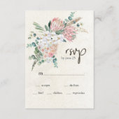 パステルボホニュートラルフローラウェディングRSVPカード 出欠カード (正面)