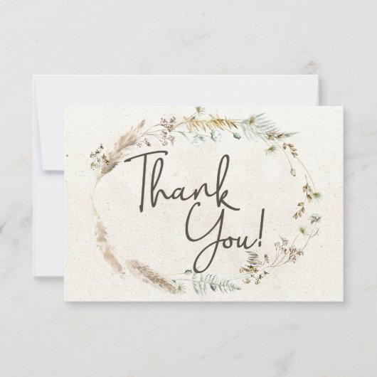 パステルボホニュートラルフローラエレガントサンキューカード サンキューカード (正面)