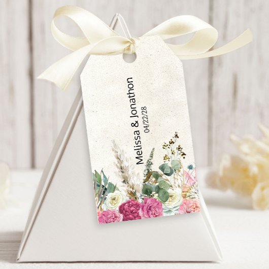 パステルボホニュートラルフローラ結婚ズギフトラベル ギフトタグ