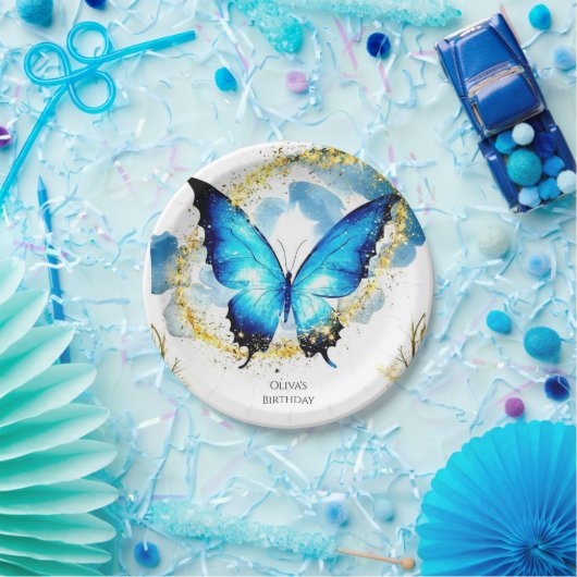 パステルボホバタフライ誕生日 ペーパープレート (パーティー)