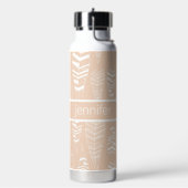 パステルボホピーチホワイトフェザーズアッドネーム ウォーターボトル (左面)