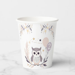 パステルボホフクロウ&バルーン誕生日 紙コップ