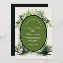 パステルボホフローラアーチトロピカル結婚ズ 招待状