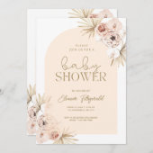 パステルボホフローラアーチベイビーシャワー招待状 セーブザデート (正面/裏面)