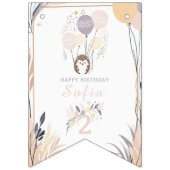 パステルボホヘッジホッグアンドバルーン誕生日 バンティングフラッグ (第1の旗)