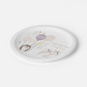 パステルボホヘッジホッグアンドバルーン誕生日 ペーパープレート (アングル)