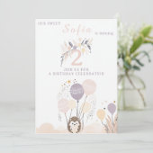 パステルボホヘッジホッグアンドバルーン誕生日 招待状 (スタンド正面)