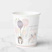 パステルボホヘッジホッグアンドバルーン誕生日 紙コップ (裏面)