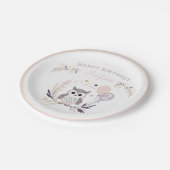 パステルボホベビーフクロウ&バルーン誕生日 ペーパープレート (アングル)