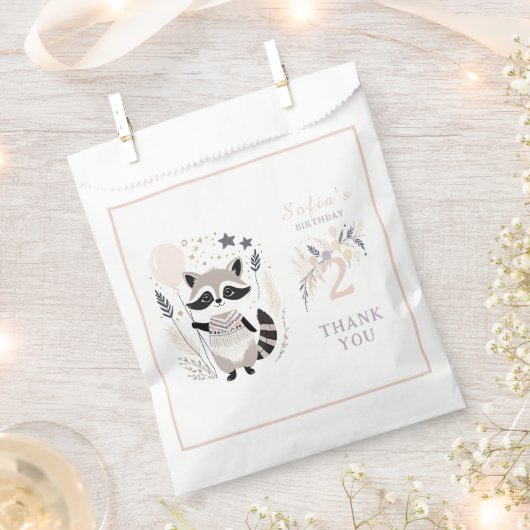 パステルボホラクーンアンドバルーン誕生日 フェイバーバッグ (クリップ留めされた状態)