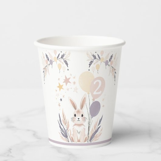 パステルボホラビットアンドバルーン誕生日 紙コップ (正面)