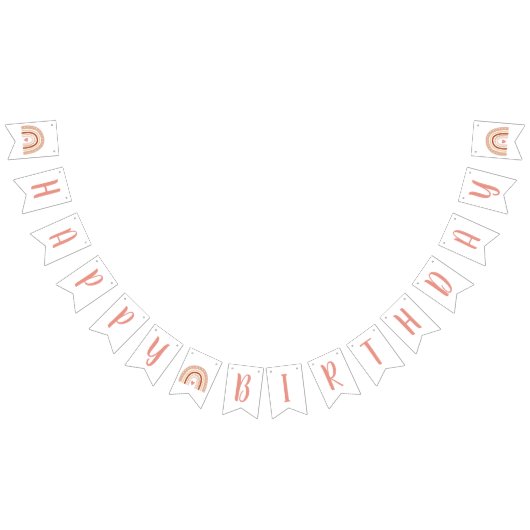 パステルボホレインボーガールズハッピーバースデー バンティングフラッグ (全)