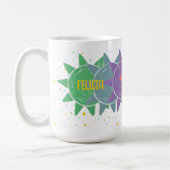 パステルボホレインボーサンシャインドット名前をカスタムする コーヒーマグカップ (左)