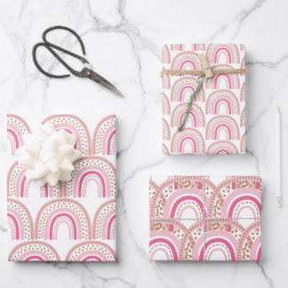 パステルボホレインボーミニマリストガール1st誕生日I ラッピングペーパーシート