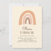 パステルボホレインボー2nd誕生日招待状カード 招待状 (正面)