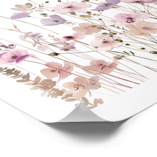 パステルボホワイルドフラワーズフローラ水彩 ポスター (角)