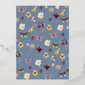 パステルボホワイルドフラワーペリウィンクルブライダルシャワー 箔招待状 (裏面)