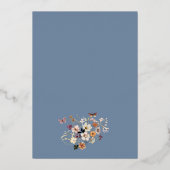 パステルボホワイルドフラワー素朴ペリウィンクル結婚ズ 箔招待状 (裏面)