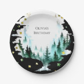 パステルボホーウッドランド誕生日 ペーパープレート (正面)
