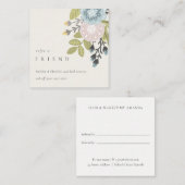 パステルボホ赤面ブルーグリーンフローラフレンド参照 スクエア名刺 (正面/裏面)