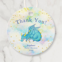パステルボーイズ青いドラゴンベビーシャワーありがとう フェイバータグ