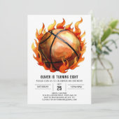 パステルボーイモダンバスケットボール誕生日 招待状 (スタンド正面)