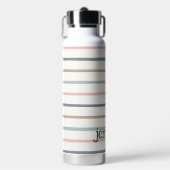 パステルボーストライプホ金ゴールドピンクブルー名の追加 ウォーターボトル (正面)