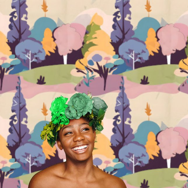 パステルポップ・アートのアート抽象芸術ガーデンツリーズピール&スティック 壁紙 (クリエイターアップロード済み)