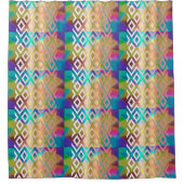 パステルポップ・アートのグロー：ジオメトリカラーブロック シャワーカーテン (正面)