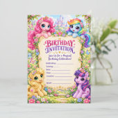 ✨🦄 パステルポニーの誕生日招待状カード 招待状 (スタンド正面)