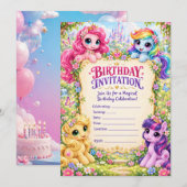 ✨🦄 パステルポニーの誕生日招待状カード 招待状 (正面/裏面)