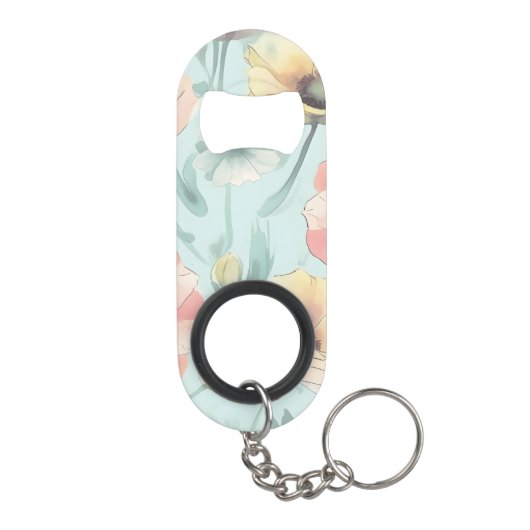 パステルポピーの花と自然屋内をもたらす キーホルダー栓抜き (裏面)