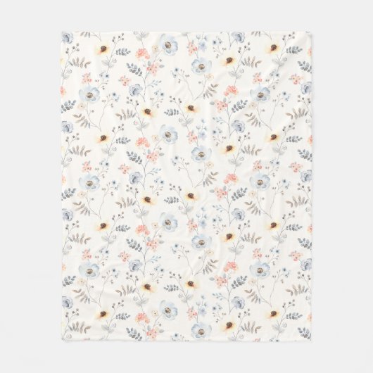 パステルポピーフローラガーデンパターン フリースブランケット (正面)