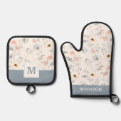 パステルポピーフローラガーデンパターン 鍋つかみ&鍋敷きセット (正面)