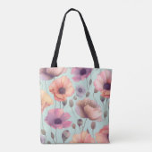 パステルポピー柄のフラワーパワー トートバッグ (裏面)