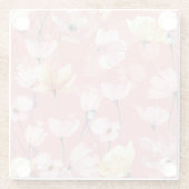 パステルポピー：水の色のフローラシームレス。 ガラスコースター (裏面)