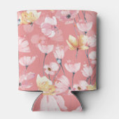 パステルポピー：水の色のフローラシームレス。 缶クーラー (裏面)