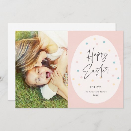 パステルポルクアドットエッグハッピーイースター写真 招待状 (正面/裏面)