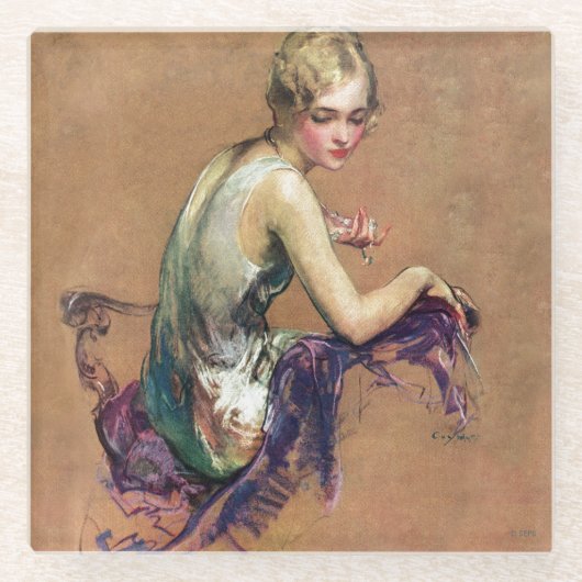 パステルポートレート ガラスコースター (正面)