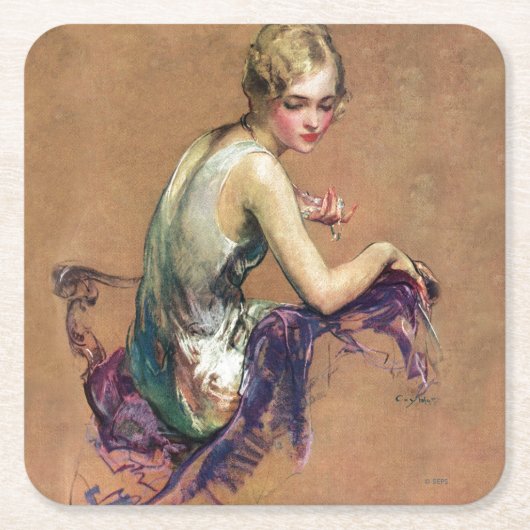 パステルポートレート スクエアペーパーコースター (正面)