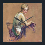 パステルポートレート スクエア壁時計<br><div class="desc">アーティスト：ガイ・ホフ |パステルのエレガント女性のポートレート</div>