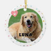 パステルポープリントドッグフォトペットメモリアルオーナメント セラミックオーナメント (正面)