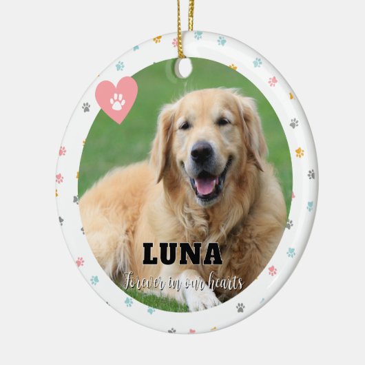 パステルポープリントドッグフォトペットメモリアルオーナメント セラミックオーナメント (左)