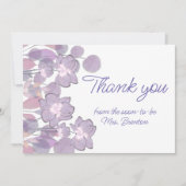 パステルマウブパープル赤面フローラ水色 サンキューカード (正面)