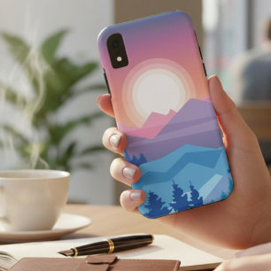 パステルマウンテンサンセット抽象芸術 iPhone XRケース