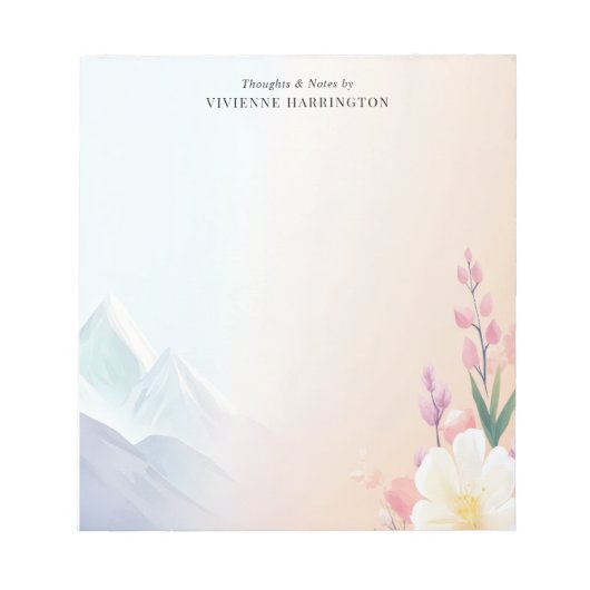 パステルマウンテンズフローラシーナリーパーソナライズされたズ名 ノートパッド (正面)