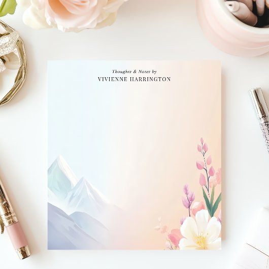 パステルマウンテンズフローラシーナリーパーソナライズされたズ名 ノートパッド