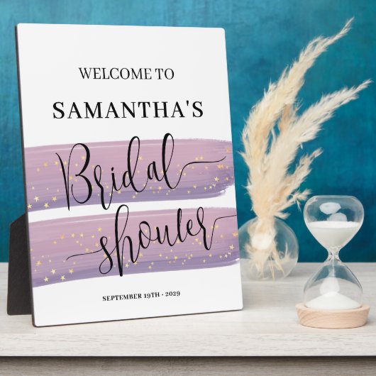 パステルマウヴシテラルブライダルシャワーウェルカム フォトプラーク (側面)