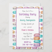 パステルマカロンをテーマにした誕生日パーティー 招待状 (正面)