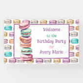 パステルマカロンクッキーへようこそ誕生日パーティー 横断幕 (横)